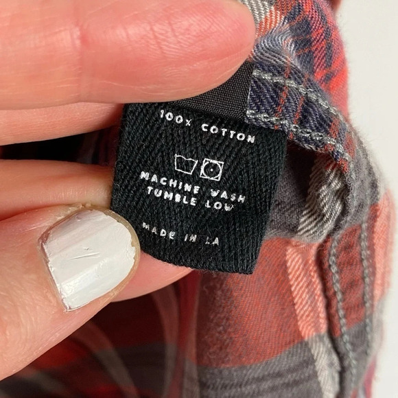 Hartel Fred Segal Flannel Shirt Womens Medium Long Sleeve Button Down Top Red - Picture 12 of 13